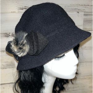 J. Crew ~ Black fedora textured hat preloved in very good condition